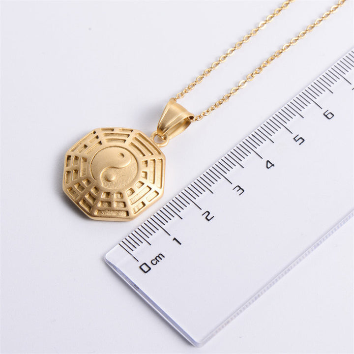 Bagua Yin Yang Titanium Steel Balance Necklace Chain Pendant