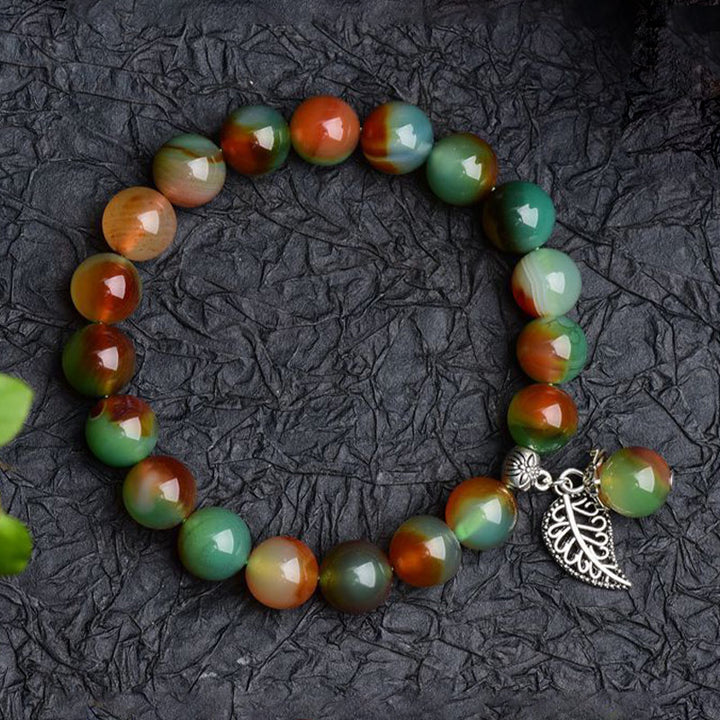 Buddha Stones Tibetan Natural Green Agate Healing Bracelet