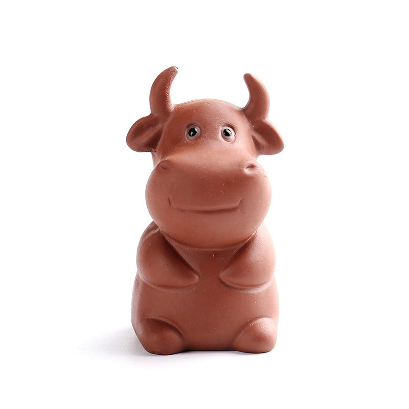 Buddha Stones Chinese Zodiac Purple Clay Wealth Ceramic Tea Pet Home Figurine Decoration