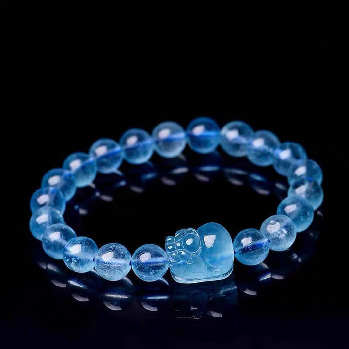 Natural Aquamarine Pixiu Serenity Healing Bracelet