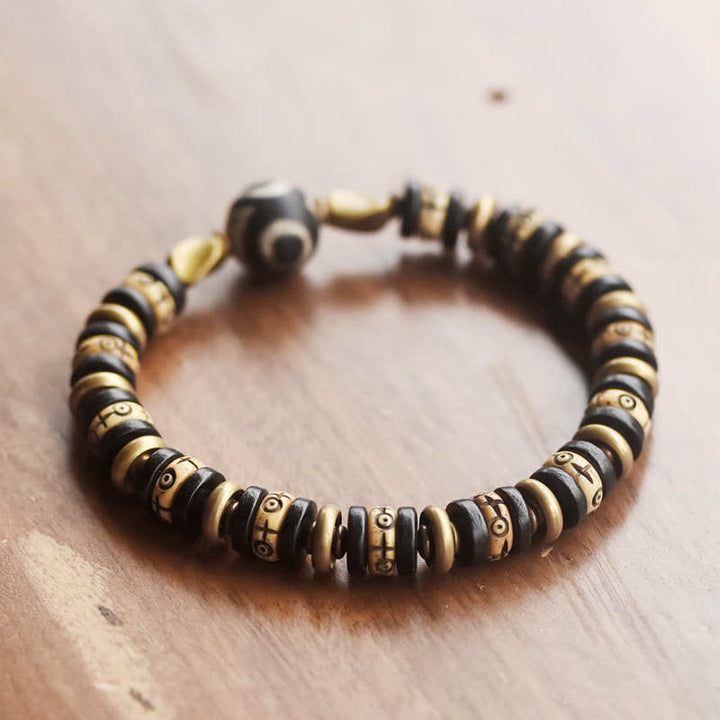 Tibetan Yak Bone Ebony Wood Strength Bracelet