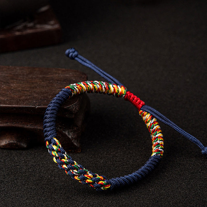 Buddha Stones Tibetan Handmade Colorful King Kong Knot Luck Braid String Bracelet