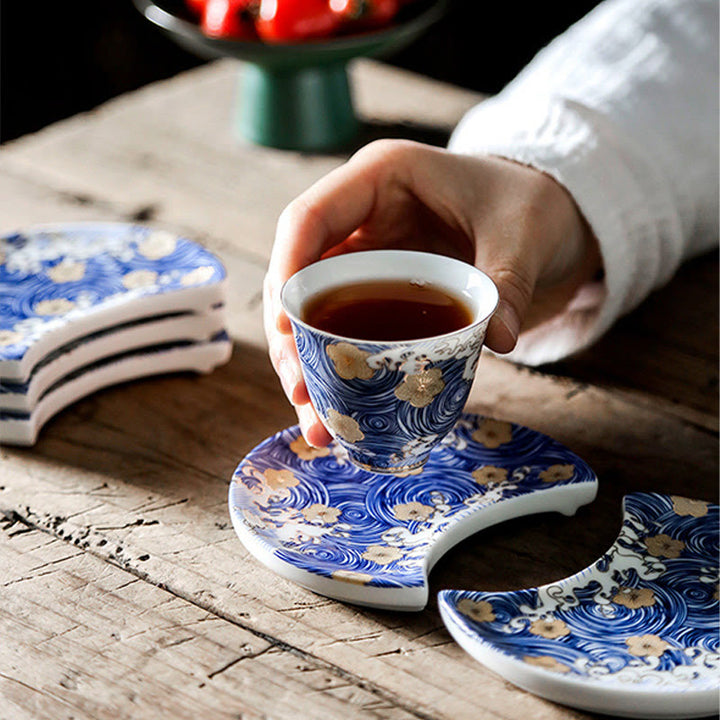 Buddha Stones Vintage Ocean Sea Waves Ceramic Teacup Tea Cups