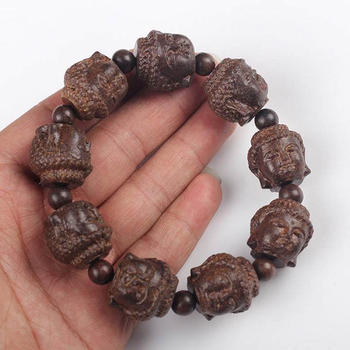 Buddha Stones Agarwood Buddha Carved Calm Bracelet