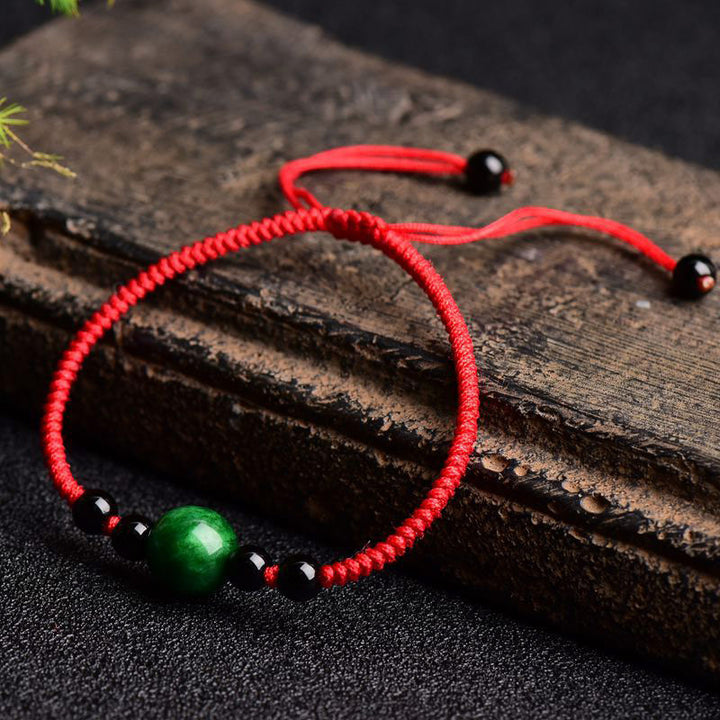 Buddha Stones Lucky and Success Jade Red String Bracelet