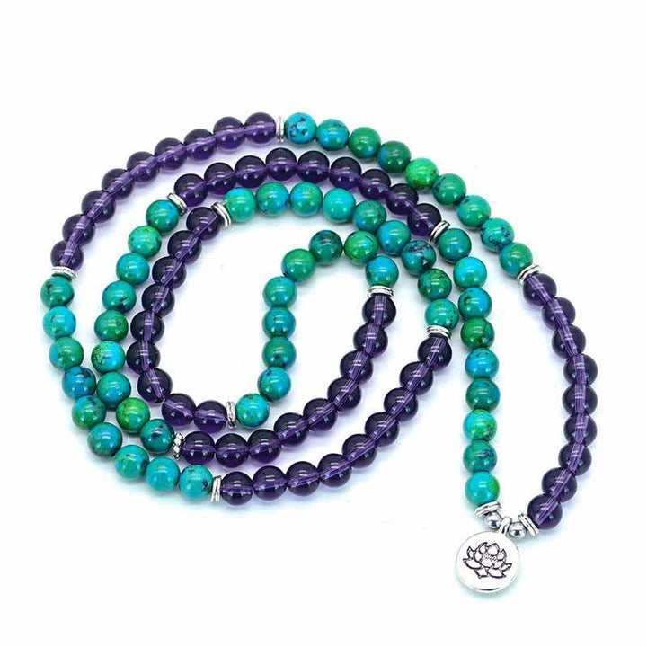 Amethyst Green Aventurine Spiritual Lotus Charm Bracelet