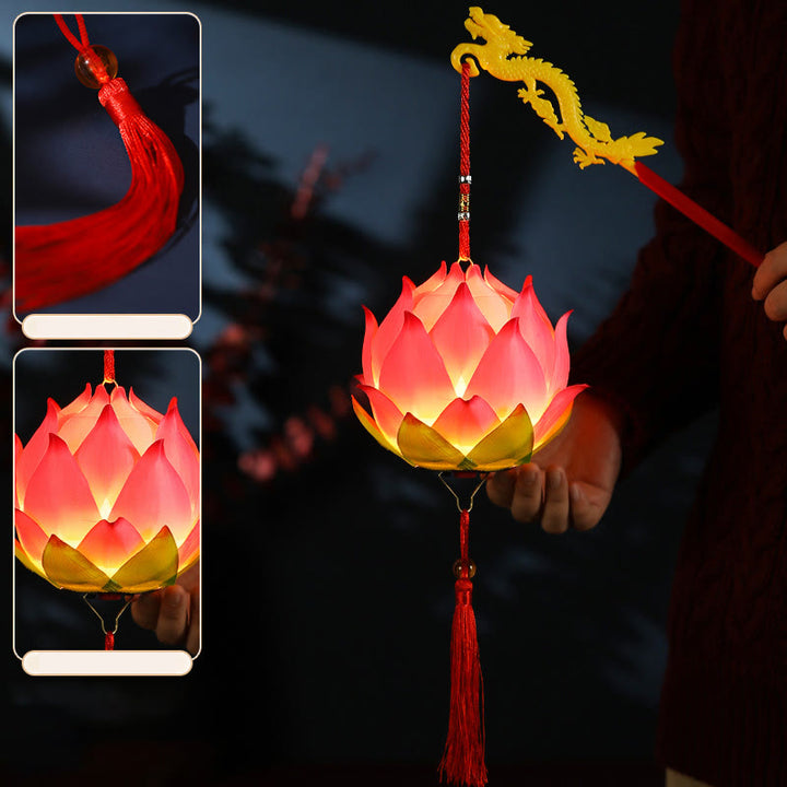 Buddha Stones DIY Lotus Flower Dragon Lantern Tassel Lamp Decoration