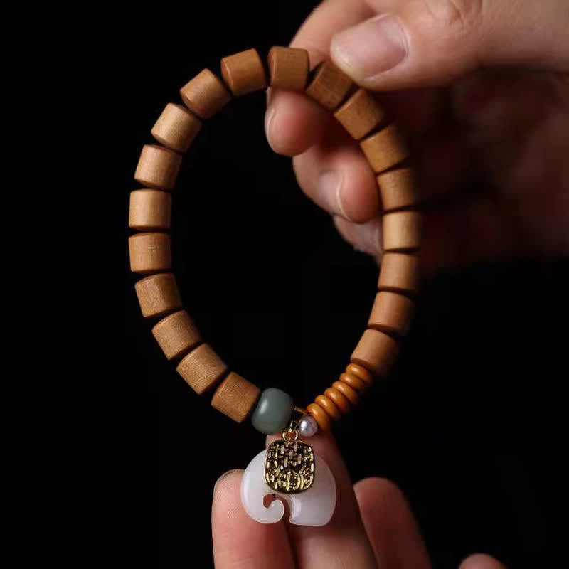 Sandalwood Jade Elephant Protection Bracelet