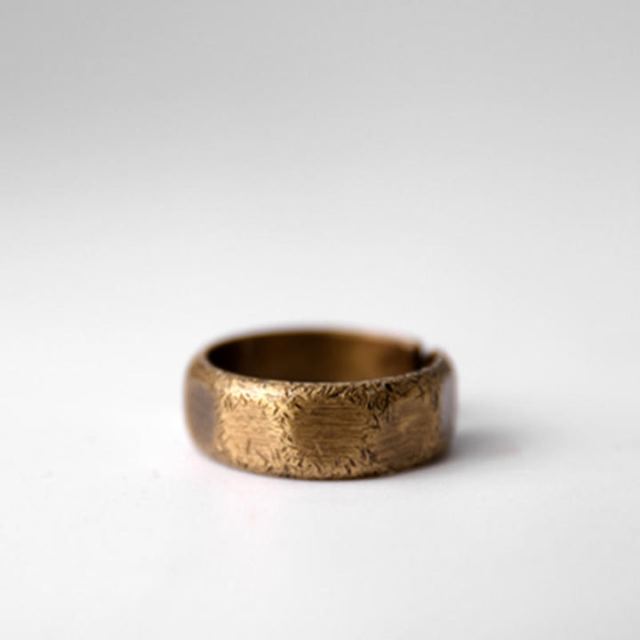 Tibetan Simple Design Copper Brass Frosted Wealth Ring