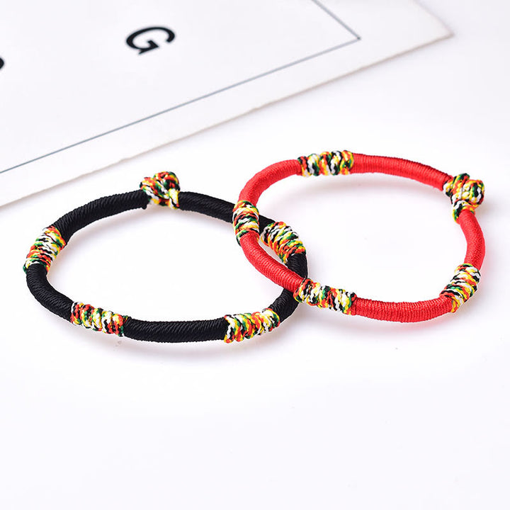 Buddha Stones Tibetan Handmade Colorful King Kong Knot Lucky Protection Braid String Bracelet