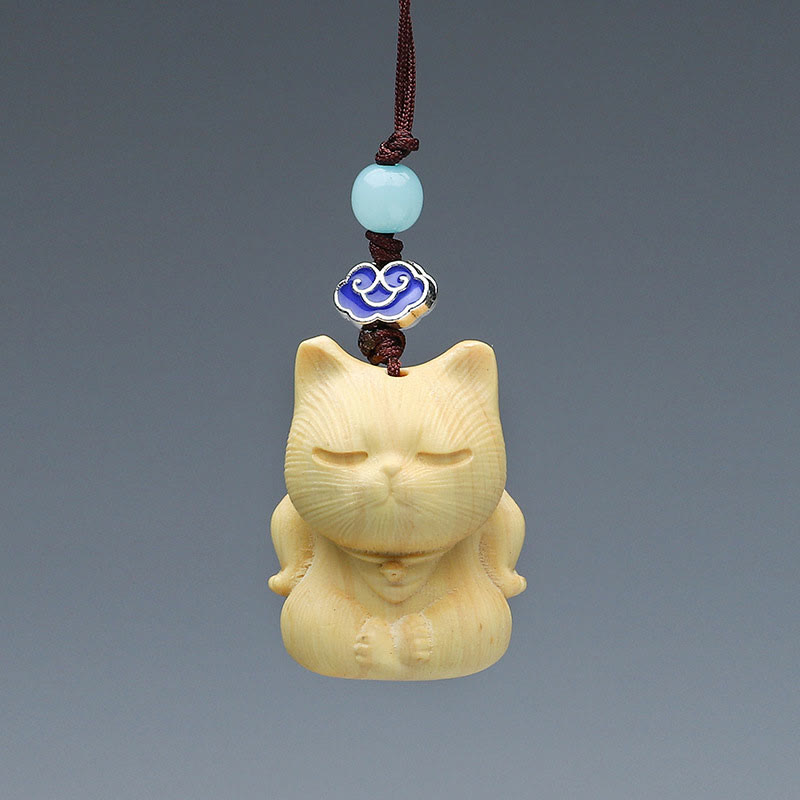 Buddha Stones Thuja Sutchuenensis Green Sandalwood Boxwood Mini Cute Animal Rabbit Cat Deer Whale Prosperity Phone Hanging Decorations