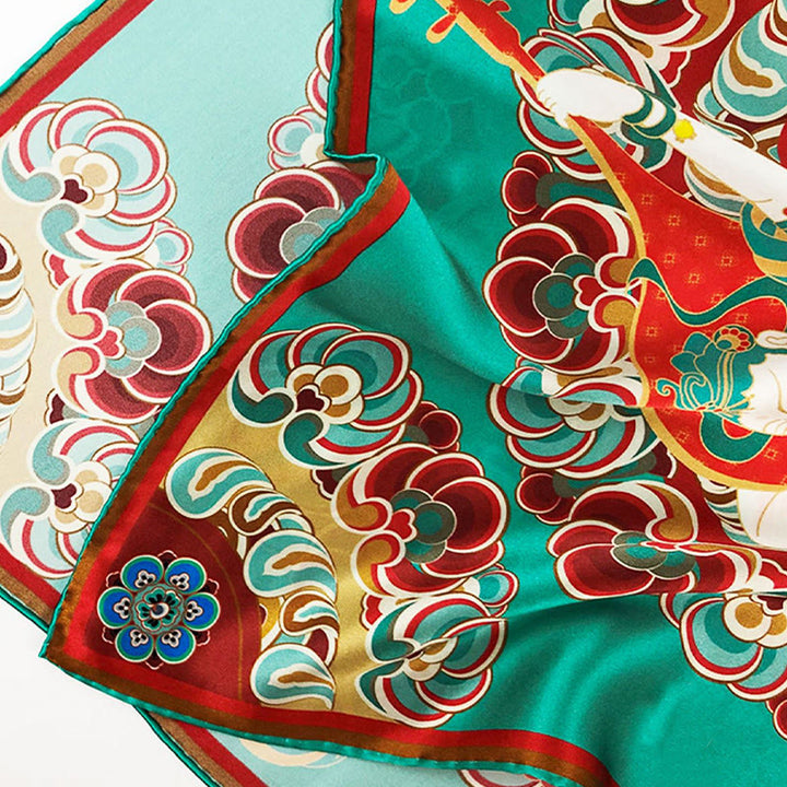 Buddha Stones Dunhuang Rebound Pipa Flying Frescoes 100% Mulberry Silk Scarf Premium Grade 6A Dunhuang Shawl