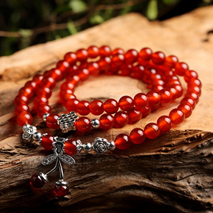 Natural Red Agate Bead Blessing Bracelet Necklace