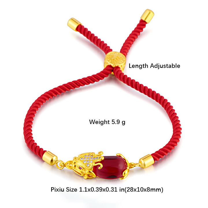 Buddha Stones Wealth Attractor Red Agate Pixiu Red String Bracelet