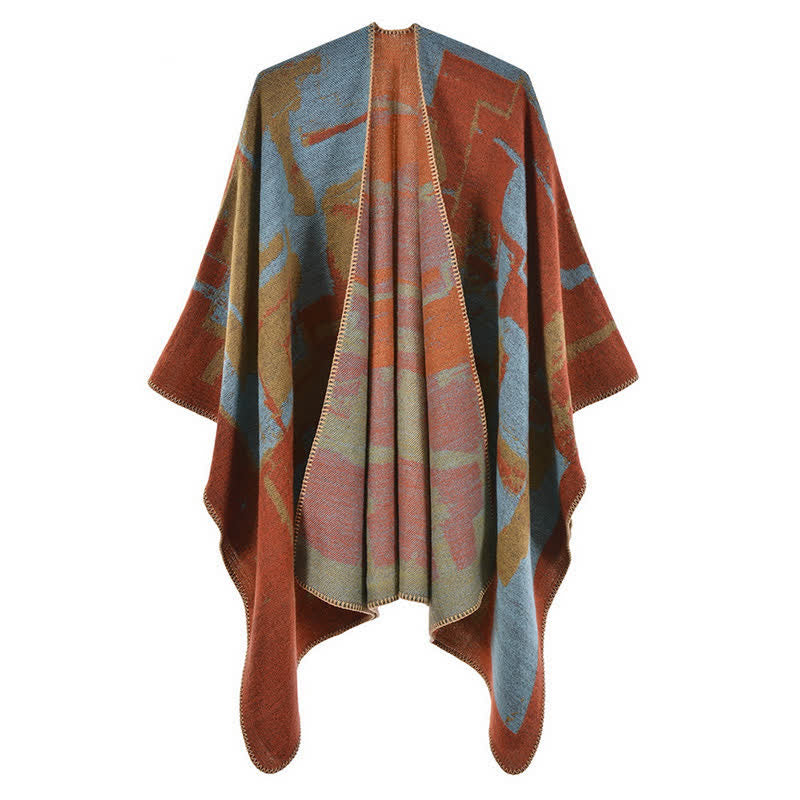 Tibetan Orange Shawl Warm Cloak Scarf