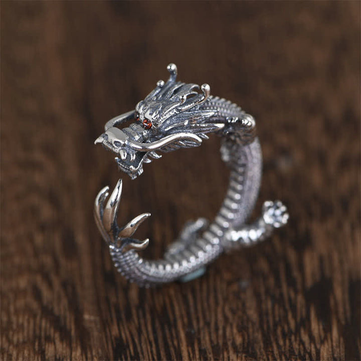 925 Sterling Silver Dragon Luck Protection Ring