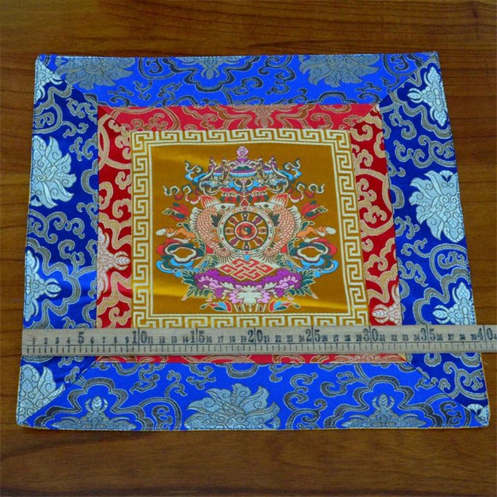 Prayer Altar Mat Meditation Strength Endless Knot Vajra Man-Bcu Kalachakra Auspicious Symbols