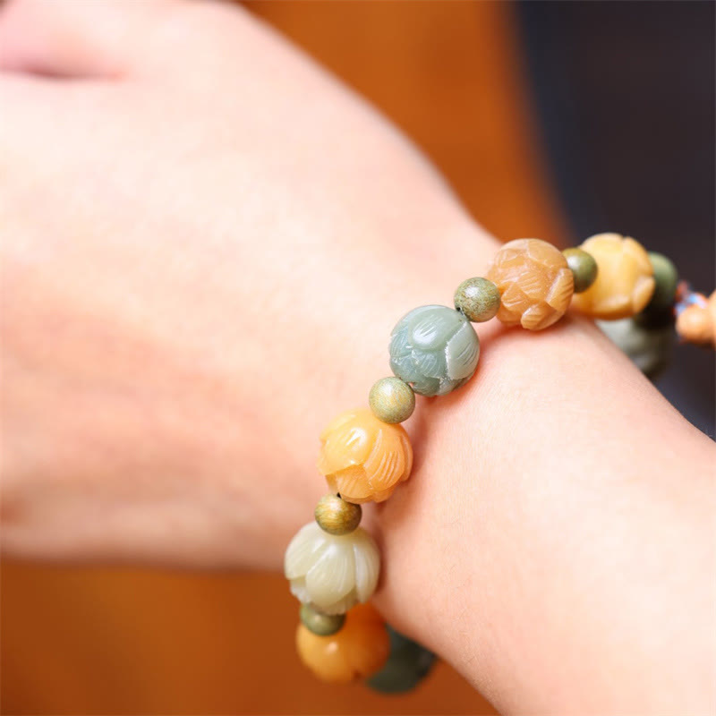 Buddha Stones Bodhi Seed Lotus Green Sandalwood Wisdom Harmony Bracelet