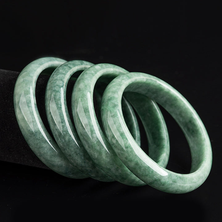 Buddha Stones Natural Jade Luck Wealth Bangle Bracelet