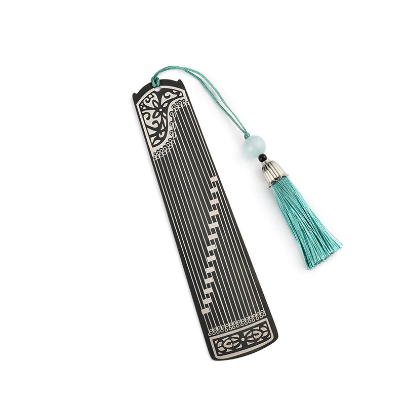 Buddha Stones Classical Musical Instruments Pipa Guzheng Guqin Ruan Metal Bookmarks Tassel With Gift Box