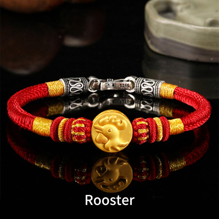 Buddha Stones 999 Gold Chinese Zodiac Auspicious Matches Om Mani Padme Hum Luck Handcrafted Bracelet