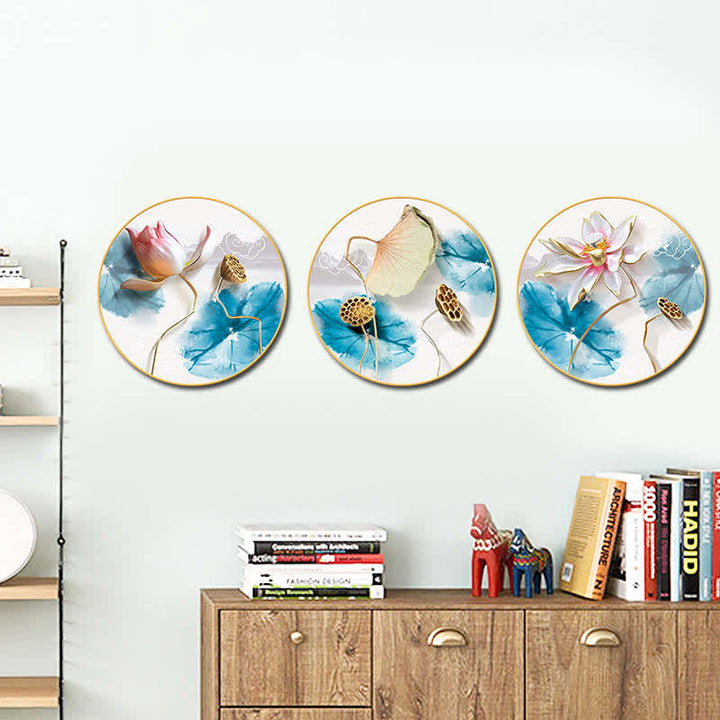 3Pcs Lotus Flower Meditation Enlightenment Wall Art Stickers