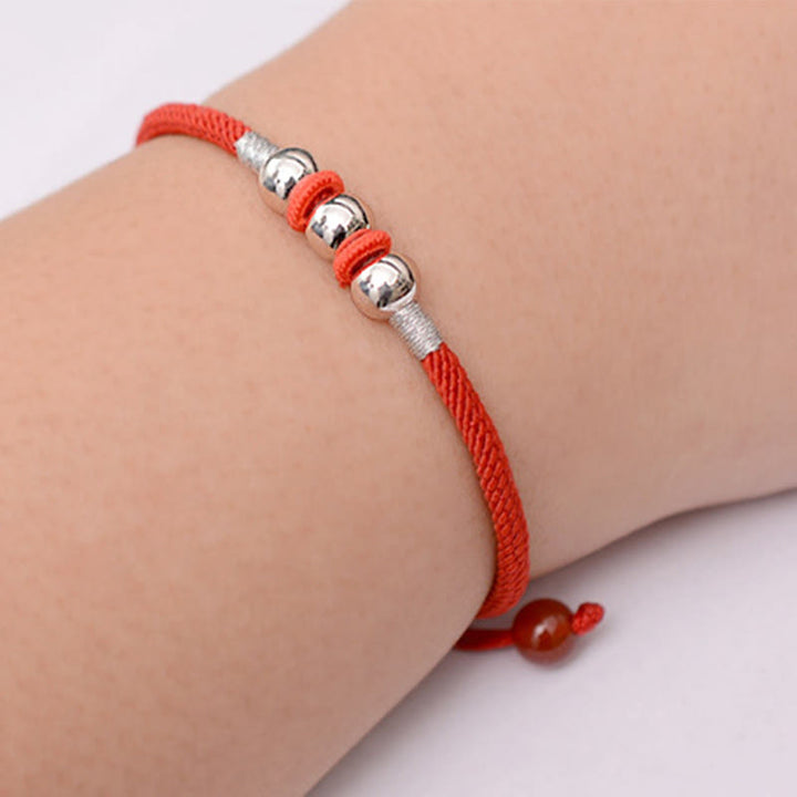 Buddha Stones 925 Sterling Silver Lucky Bead Protection Red String Bracelet