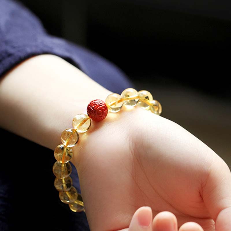 Chinese Zodiac Natal Buddha Citrine Cinnabar Blessing Bracelet