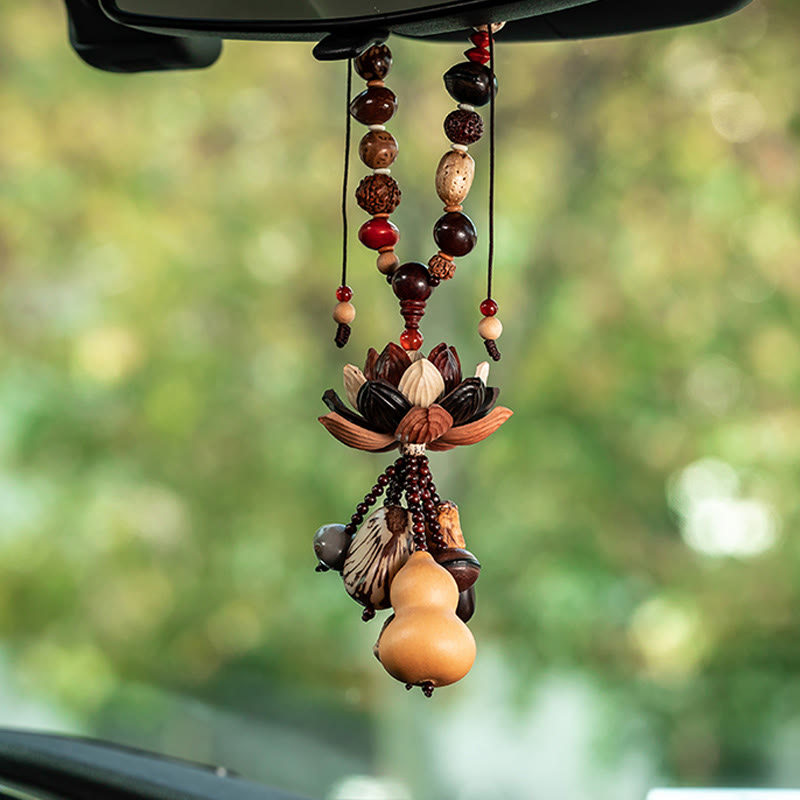 Boxwood Peach Wood Bodhi Seed Lotus Buddha Avalokitesvara Gourd Peace Car Hanging Decoration