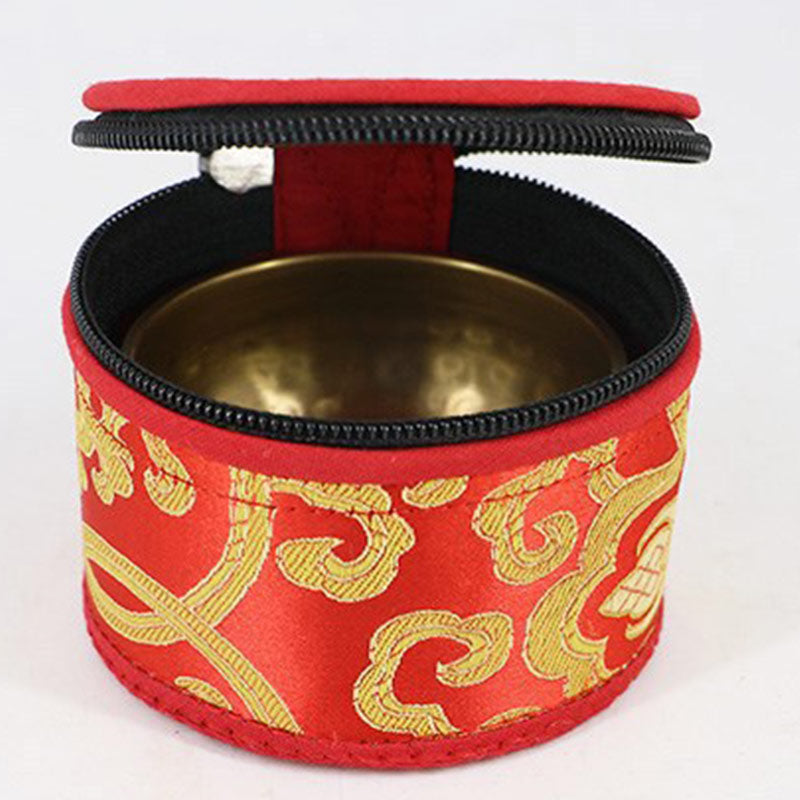 Tibetan Singing Bowl Storage Bag with Zipper Closure Decoration