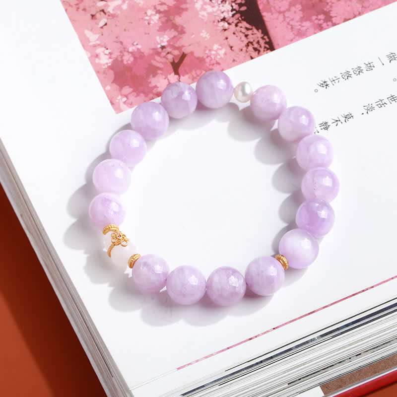 Kunzite Hetian White Jade Gourd Love Spiritual Growth Bracelet