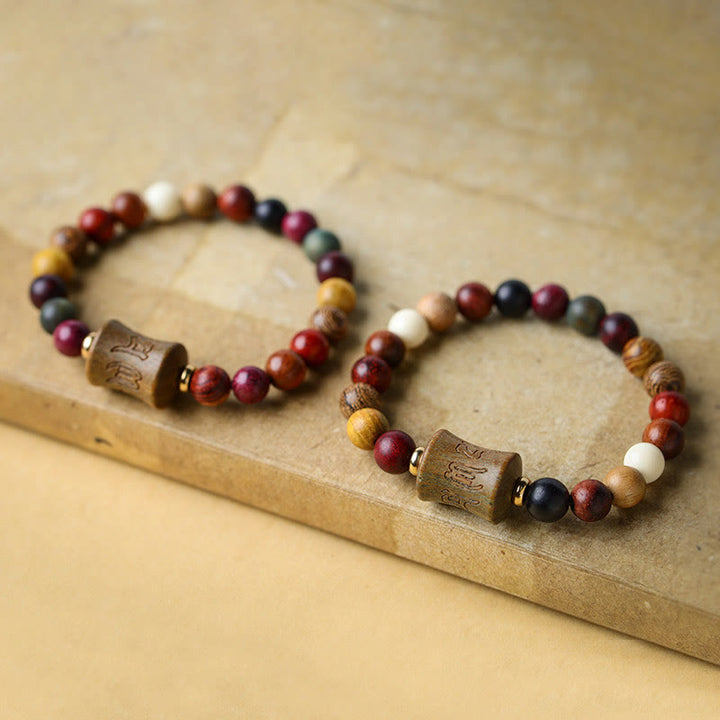 Tibet Multicolored Sandalwood Om Mani Padme Hum Protection Bracelet