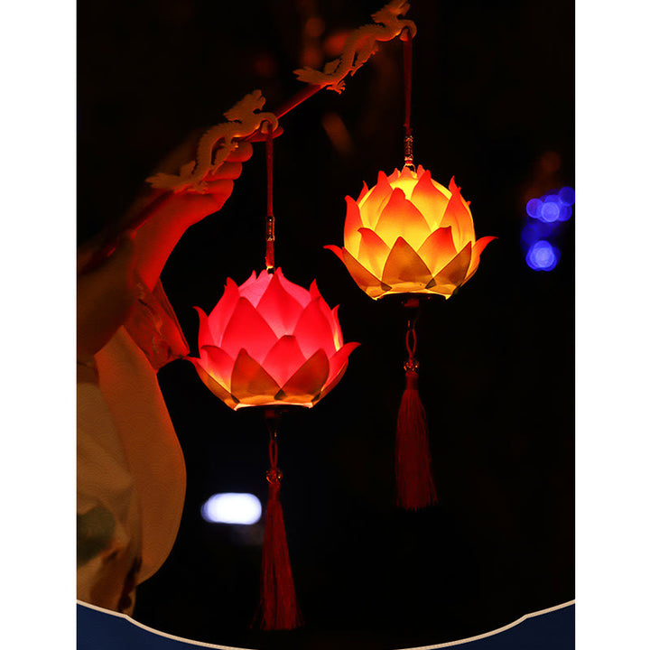 Buddha Stones DIY Lotus Flower Dragon Lantern Tassel Lamp Decoration