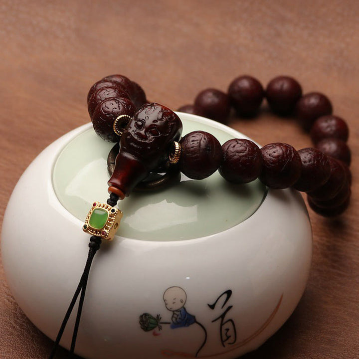 Tibetan Bodhi Seed Agate Bead Luck Wealth Tassel Charm Wrist Mala