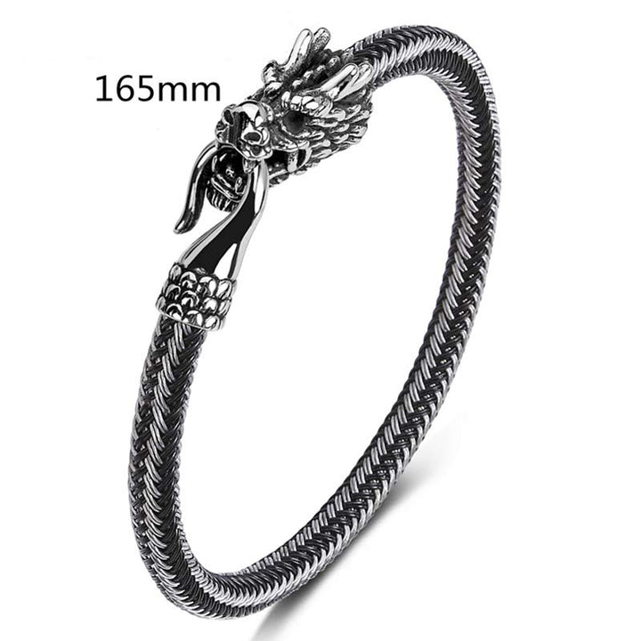 Buddha Stones Dragon Titanium Steel Protection Luck Bracelet