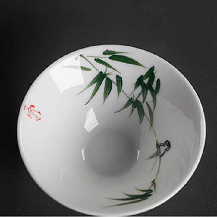 Buddha Stones Vintage Plum Orchid Bamboo Chrysanthemum Lotus Koi Fish Ceramic Teacup Kung Fu Tea Cups