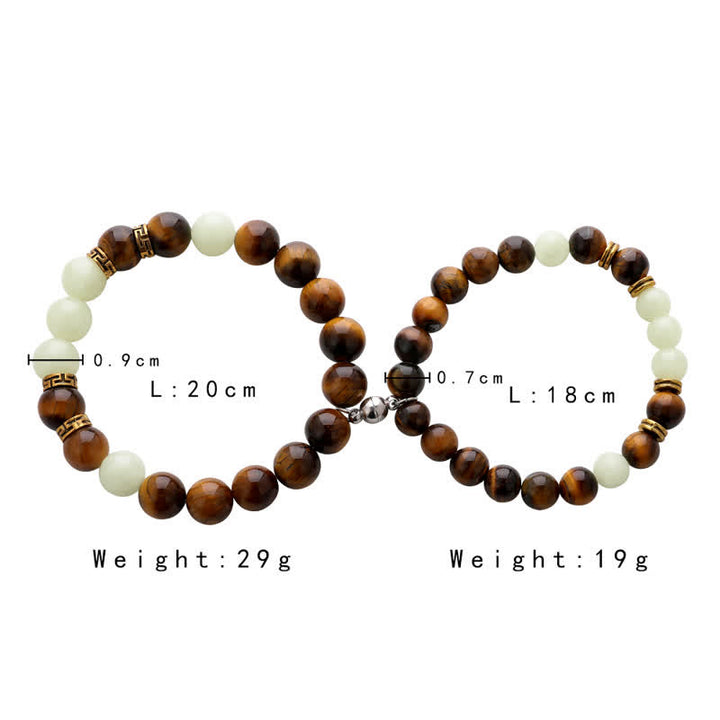 2Pcs Tiger Eye Glowstone Luminous Bead Protection Couple Bracelet