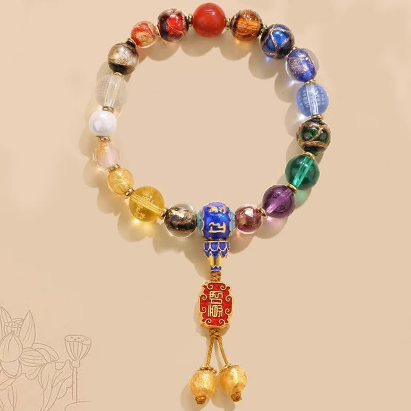 Buddha Stones Tibetan Colorful Incense Ash Liuli Glass Bead Om Mani Padme Hum Dorje Vajra 18 Beads Wrist Mala