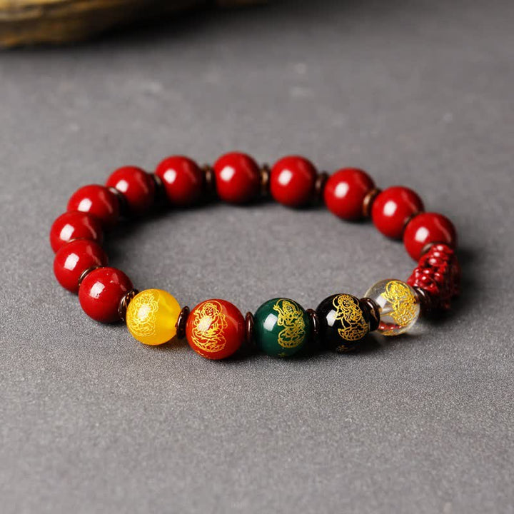 Buddha Stones God Of Wealth Cinnabar PiXiu Blessing Bracelet