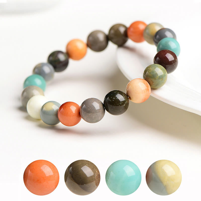 Buddha Stones Natural Colorful Alashan Agate Confidence Bracelet