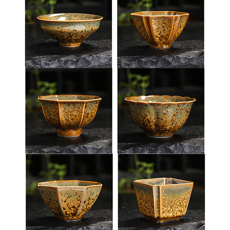 Buddha Stones Colorful Brown Ceramic Teacup Kung Fu Tea Cup Bowl