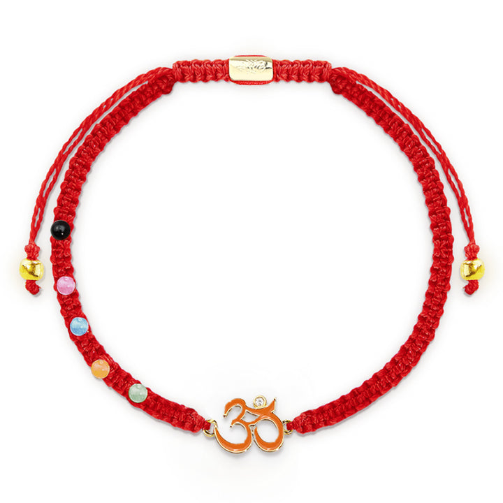 Buddha Stones Tibetan Handmade OM Mindfulness Red String Bracelet