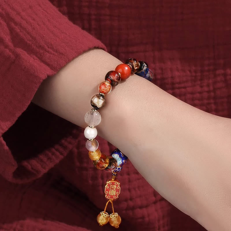 Buddha Stones Tibetan Colorful Incense Ash Liuli Glass Bead Om Mani Padme Hum Dorje Vajra 18 Beads Wrist Mala