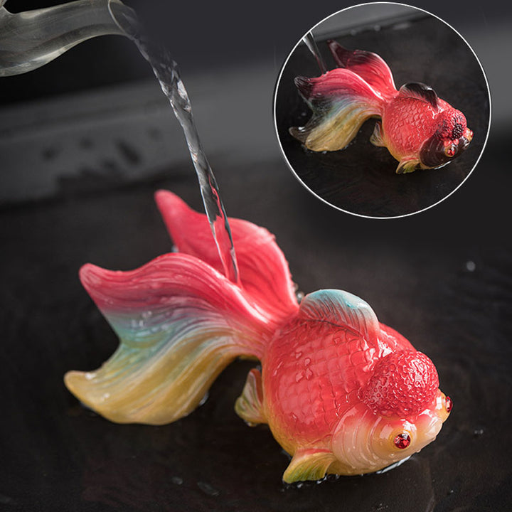 Buddha Stones Color Changing Koi Fish Resin Tea Pet Wealth Home Figurine Decoration