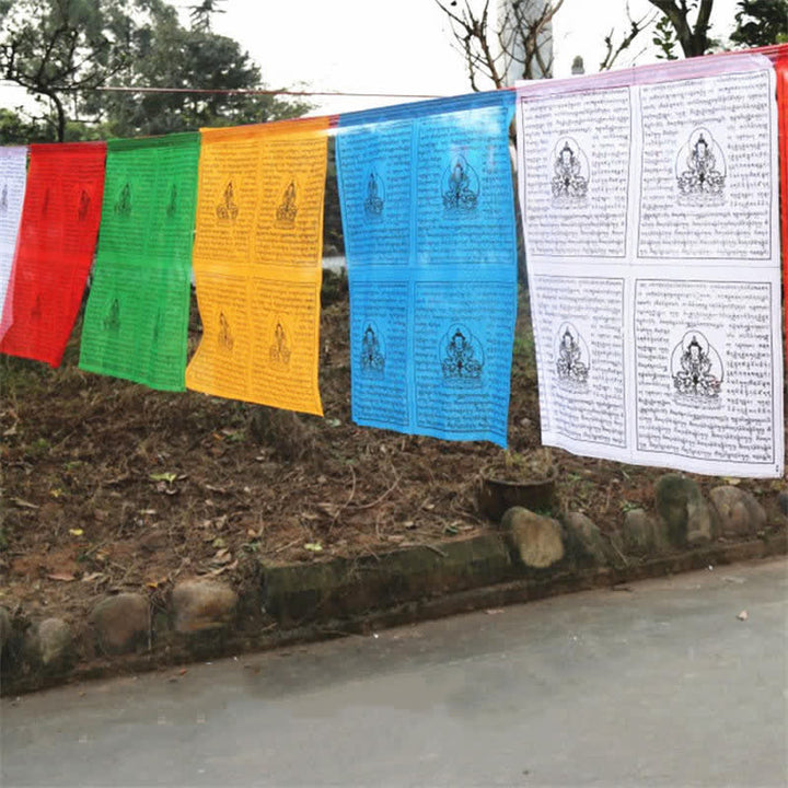 Tibetan 5 Colors Windhorse Auspicious Outdoor 25 Pcs Prayer Flag