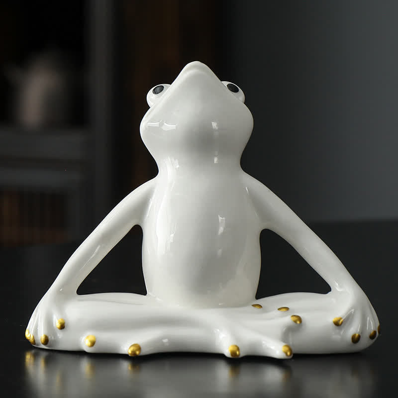 Meditating Ceramic Zen Frog Statue Decoration