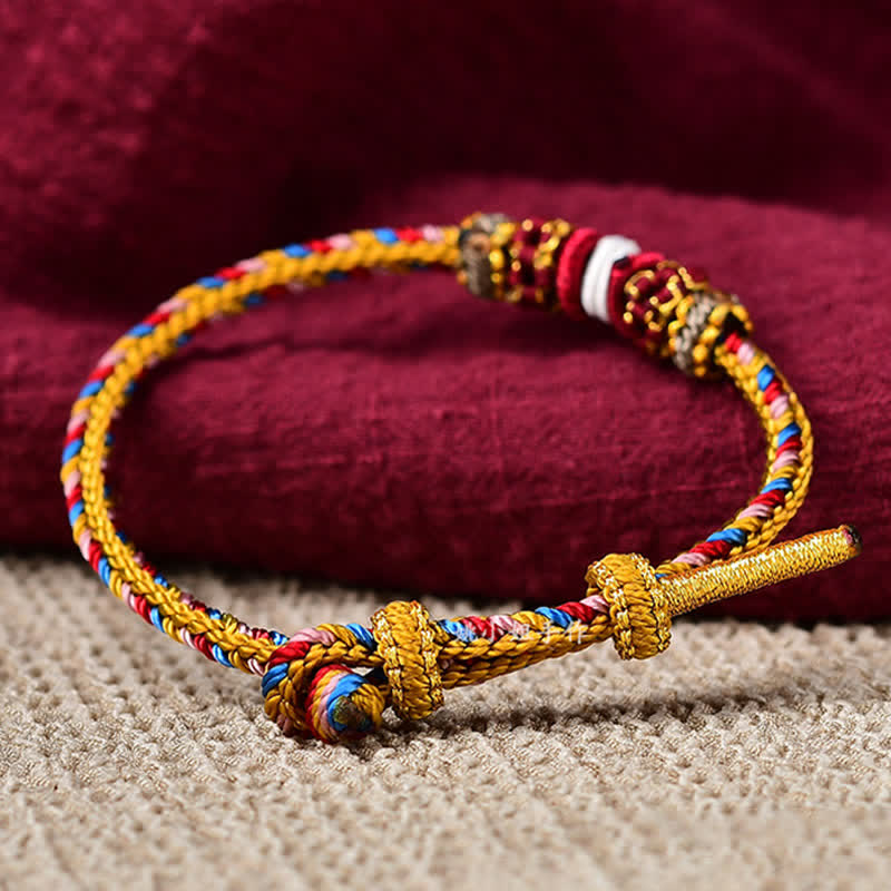 Buddha Stones Handmade Dunhuang Color Luck Braid String Bracelet