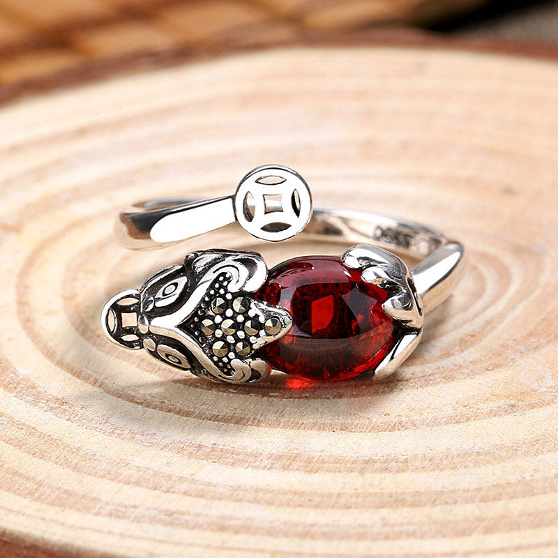 Buddha Stones FengShui Genstone PiXiu Wealth Adjustable Ring