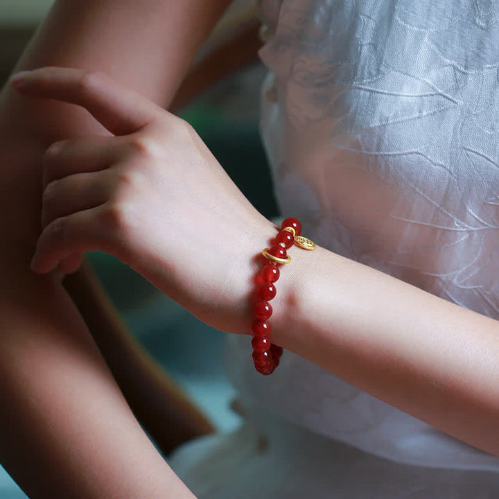 Natural Red Agate Blessing Letter Confidence Bracelet