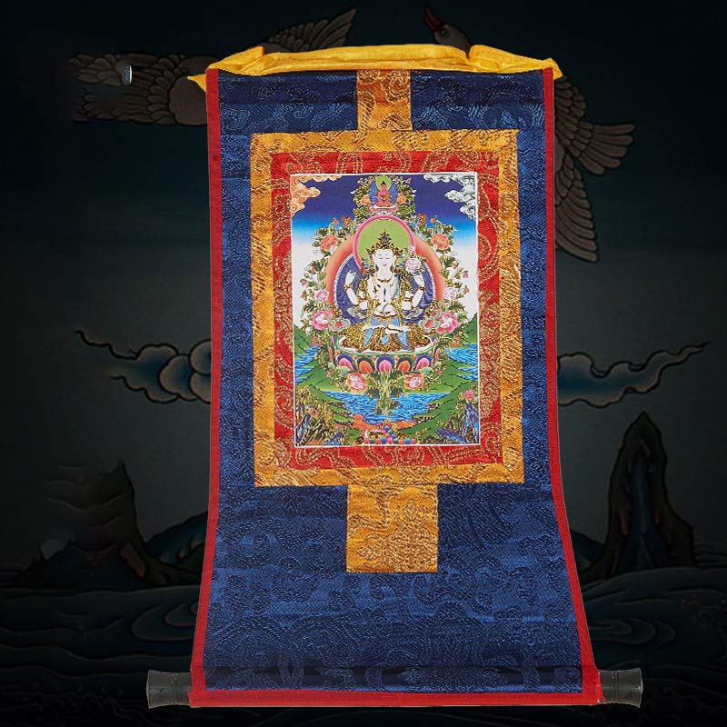 Tibetan Framed Thangka Blessing Protection Decoration